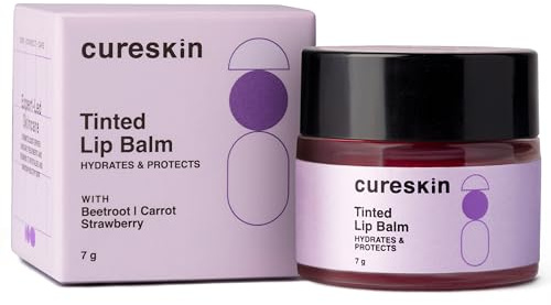 Cureskin Tinted Lip Balm for Women and Men | Hydrates & Protects for Lip Tint with Beetroot, Carrot & Strawberry | Lip Lightening Balm for Dark Lips | Tinted Lip Balm for Dark Lips to Lighten