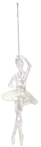 VFM e-Store - Christmas Tree Decoration Iridescent Acrylic Ballerina X 1 Stocking Filler Xmas Present Celebration Festive Winter Ornaments - 16cm Iridescent