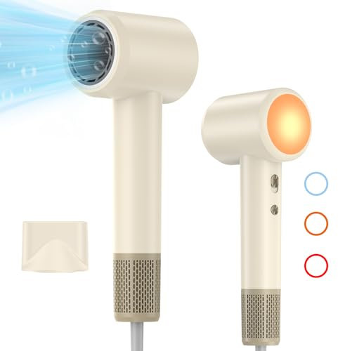 HyAdierTech Haartrockner mit Diffusor, 2400W Professioneller Fön Haartrockner mit 2 Geschwindigkeits und 3 Hitzeeinstellungen, 110.000 U/Min Hochgeschwindigkeits-Föhn für Reisen und Zuhause (creme)