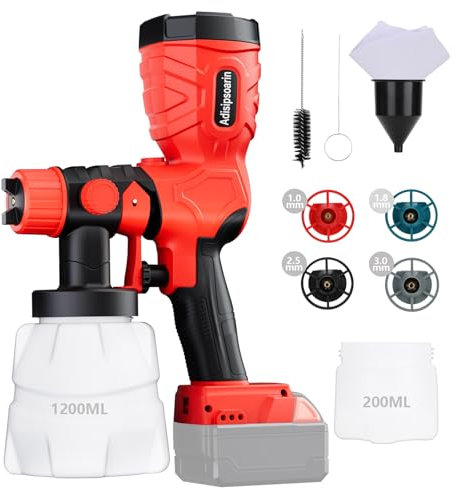 Adisipsoarin Pulvérisateur de peinture 18 V haute vitesse pour batterie Milwaukee M18, 2 récipients, facile à nettoyer, pour peinture de maison, meubles (batterie non incluse)
