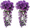2 Stück Hängenden Künstlich Veilchen,Künstliche Blumen Veilchen Girlande Kranz, Simulation Silk Blume Rattan für Ihr Zuhause, Hochzeiten, Garten, Zur Dekoration (Fuchsia blau)