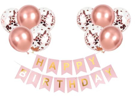 KOBOKO Luftballons Geburtstag Set, Luftballons Rosegold Happy Birthday Deko Girlande, Rosegold Ballons Geburtstag, Luftballon Geburtstagsdeko Mädchen Frau, Happy Birthday Ballon Party Deko Geburtstags
