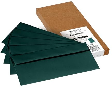 Emerson Briefumschläge bunte postkarten blanko DIN lang (25 Stück) Kuvert, blanko karten zum selbstgestalten, Grußkarten ohne Fenster, Grußkarten, Hochzeitseinladungskarten- 130g 220x110 mm Dunkelgrün