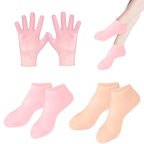 3 Pairs Moisturizing Glove Socks Set Protective Moisturising Socks Moisturising Gloves Silicone Socks for Moisturising Feet Care for Hands and Feet Spa Pedicure Socks for Foot Hand Softening