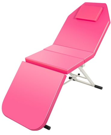 JJsdwin Lit de massage mobile, lit cosmétique, table de massage avec hauteur réglable, pliable à 3 zones, pour salons de beauté et maisons, rose