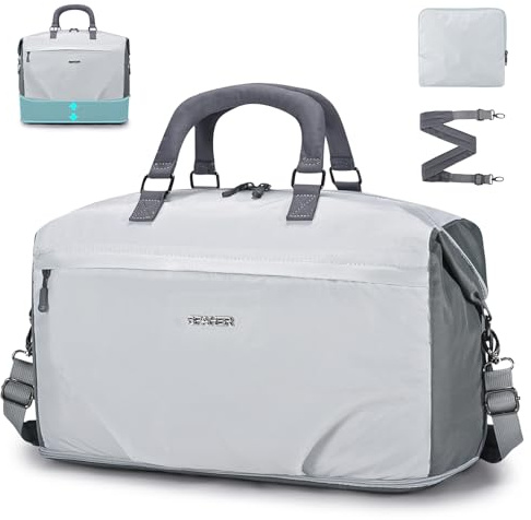 SPAHER Erweiterbare Reisetasche Große mit Nassfach 40L Faltbare Handgepäck Tasche für Flugzeug Weekender Damen Herren Sporttasche Travel Duffle Bag Gym Fitness Tasche Schwimmtasche