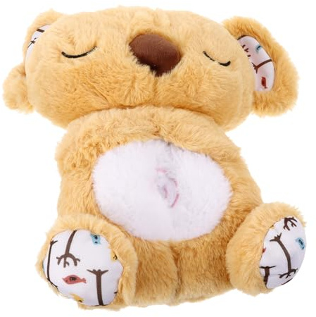 HEMOTON Peluche Koala Sensorielle Lumineuse pour Bébé 25 Cm Respirante Berceuses Intégrées Jouet Apaisant Sommeil -né Tout-Petit Peluche Éducative sans Pile pour Chambre Nuit