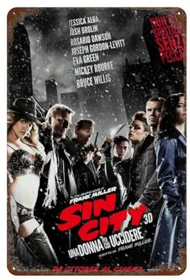 MZKSUERS Filmposter Sin City 2, Wanddekoration, Kunst, Metallblech, Poster, moderne Bar-Dekorationen, 30 x 20 cm