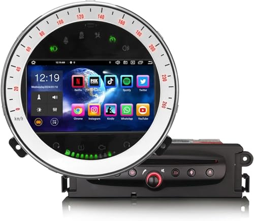 Android 14 8-Kern 6GB+128GB Autoradio GPS Navi für BMW Mini Cooper 2007~2013 7 Zoll DVD Player IPS Touchscreen Bluetooth 5.0 Unterstützt Kabelloses CarPlay Android Auto DAB+ FM Radio DSP WiFi OBD2 USB