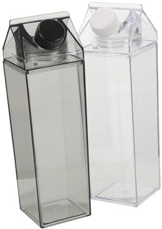 VICASKY 2 Stück Transparente Milchkarton Flaschen 500ml Ps, Auslaufsicher | Milch und Saft, Leicht und Brucharm, Klar Strukturiert, zum Mitnehmen Unterwegs und Draußen