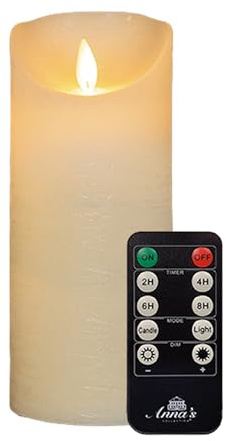 Große LED Stumpenkerze Elfenbein Ivory ø 10cm x 25cm Höhe - 2 C Batterien nötig LED Kerze mit Flackereffekt und Timer flammenlose Stumpenkerze - LED Kerze groß Weihnachtsbeleuchtung