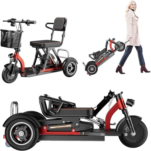 Scooter Elettrico Pieghevole Leggero a 3 Ruote Ausilio alla Mobilità Portatile per Anziani per Anziani e disabili