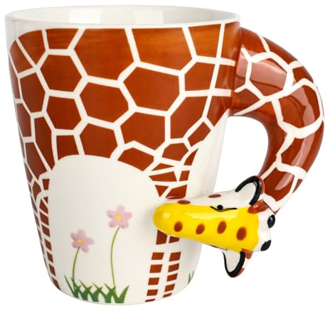 Tasse à café amusante en céramique - Motif girafe 3D - Personnalisable - Avec anse - Cadeau amusant pour la famille, les amis, les anniversaires - 310 ml
