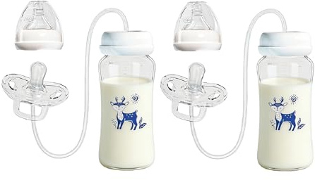 Trinkflasche Mit Schlauch Anti-Kolik Babyflasche 3-in-1 Freihändige Silikon Flasche Mit Weichem Sauger & Einstellbarer Flussrate – Auslaufsicher Für Neugeborene, Reisen, Zuhause（2pcs）