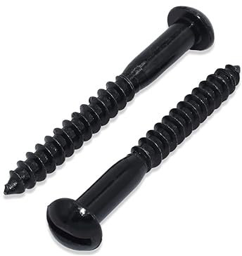 Merriway BH03813 (10 Pcs) Black Japanned Roundhead Screws, 10 x 2 inch - Pack of 10 Pieces