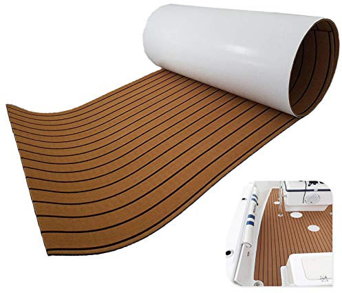 yuanjiasheng 90x240cm Tappetino da Rivestimento in Teak Marino in Teak Eva Marrone Legno Opaco Adesivo per Barche