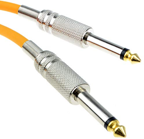 kenable PRO 6.35mm Guitar Cable Low Noise Spiral Shielded Gold Plated Metal Connectors Orange 4m