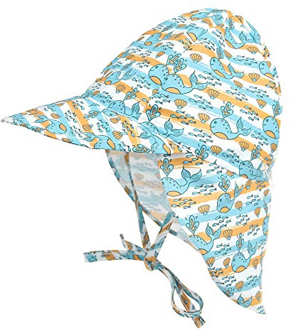 LACOFIA Chapeau de Soleil pour bébé garçons ou Filles Bonnet de Plage d'été pour Enfants Casquette à Rabat Ajustable Douce pour Enfants Requin 6-18 Mois