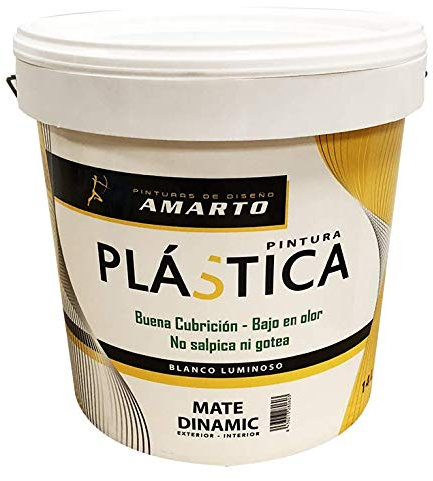 Pintura plastica mate dinamic Interior/Exterior especial para protección y decoración en paredes de interior y exterior (750 ml, Blanco mate)