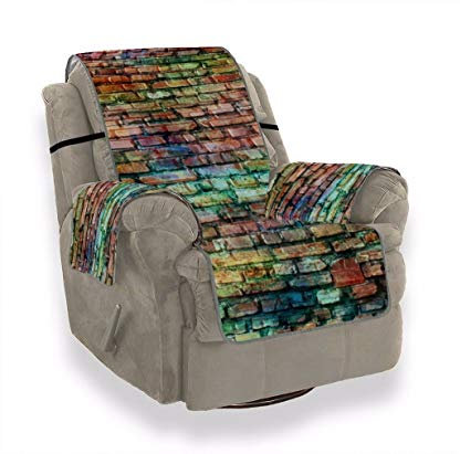 A.Monamour Sofabezug Sofaüberwurf Sesselschoner Aquarell Bunte Graffiti Auf Backsteinmauer Samt Sesselbezug Sesselhusse Sessel Abdeckung Sesselschutz Stuhl Abdeckung Stuhlschutz