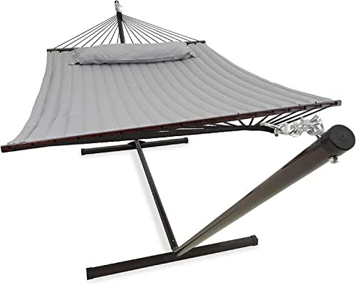 Vita5 Hamaca Jardin con Soporte - Hamaca 2 Personas de Acero Duradero Carga 200 kg – Hamaca Doble Ajustable – Hamacas con Armazón para Interior y Exterior - Montaje sin Herramientas