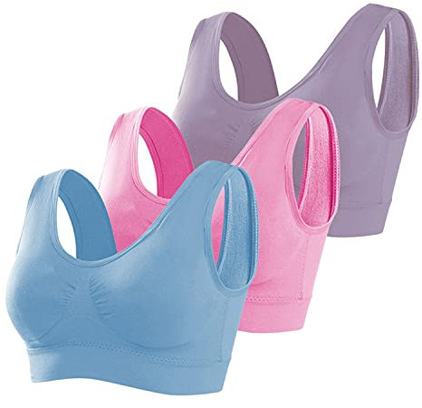 Memoryee Sport BH Damen Große Brüste Starker Halt Push Up Ohne Bügel 3er Pack Set Gepolstert Joggen Yoga Laufen Reiten Bra Crop Top Multi3 XXL