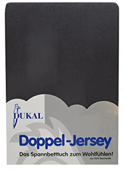 Dukal | Spannbettlaken | 120x200 – 130x200 cm | aus hochwertigem DOPPEL-Jersey | 100% Baumwolle | Farbe: anthrazit