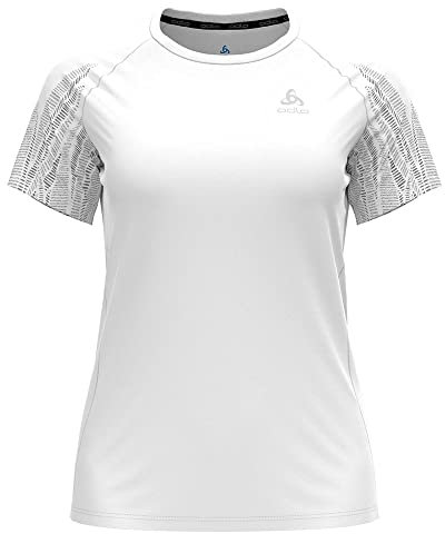 Odlo Damen Essential Print Kurzarm Laufshirt, White, XL
