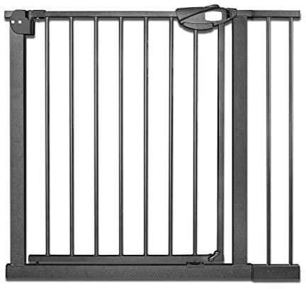 Froadp Cancelletto di Sicurezza per Bambini e Animali, Barriera di Protezione della Porta per Cani, Cancello per Scale Senza Trapano, Porta Grata per Bambino, Cancelletti Interni(Nero, 85-95cm)