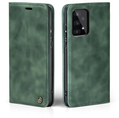 LBH Handyhülle für Samsung Galaxy A33 5G in Grün mit Karten- und Geldfach Smartphone Hülle mit Standfunktion Flip Case Schutzhülle Magnetverschluss Vintage