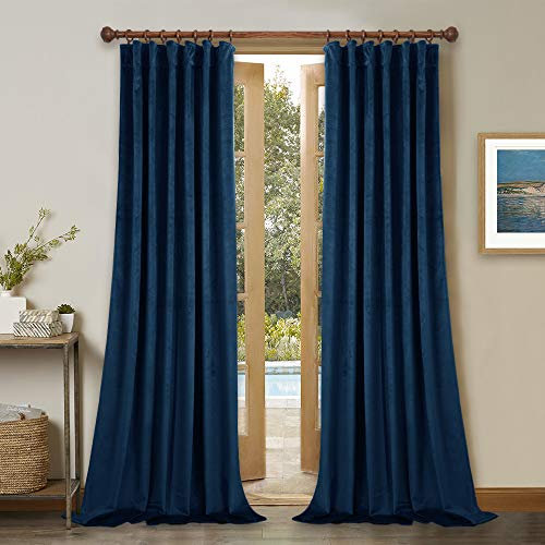 StangH, Verdunkelungsvorhänge in Marineblau, edle Samtvorhänge mit Rückenschlaufen fürs Schlafzimmer, hitzeabweisend, Blickdicht, Raumteiler für Wohnzimmer/Glas-Schiebetüren, 132x229 cm, 2 Vorhänge