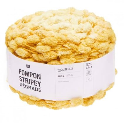 Rico Design Strickgarn mit Pompon Stripey Farbverlauf, 400 g