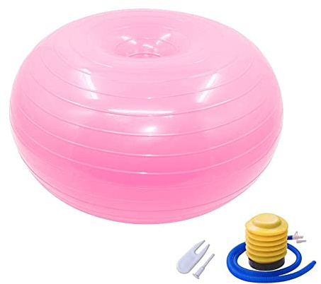 Fortitude Sports Ballon d'exercice en forme de donut | Ballon gonflable de stabilité en forme de donut avec pompe à air | Ballon de gymnastique antidérapant pour yoga, pilates, entraînement de base, bureau