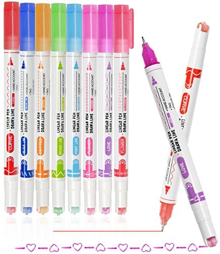 Kurven Textmarker, 8 Stück Bunte Highlighter Pen, Curve Textmarker Set, Curve Highlighter Pen, Farblich Fluoreszierender Stifte Markierungsstift Für Tagebuch, Bibelplaner, Notizen, Schule, Bürobedarf