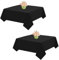 Schwarze rechteckige Tischdecke aus Polyester, 132 x 132 cm, 2er-Pack, rechteckige Tischdecke aus Polyester, schmutzabweisend, knitterfrei, waschbar, Tischdecke für Hochzeitsbankett
