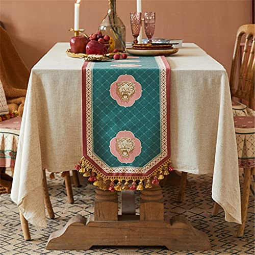 ZEELYDE Table Basse Salon,Chemin de Table américain Meuble latéral européen Couverture de Meuble TV Pendentif en Tissu Drapeau de lit