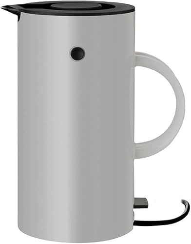 Stelton EM77 Electric Kettle (UK), 1.5L, Light Grey, Iconic Danish Design, Cableless, Removable Limescale Filter, Dry Boil Safety, Space-Saving Base, Erik Magnussen