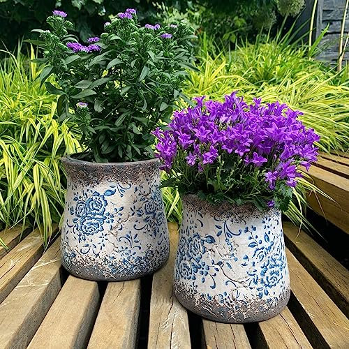 K&L Wall Art Vintage Übertopf Beton Blumentopf Zimmerpflanzen Kübel für Küche Fensterbank Büro Deko (Beton Hoch (S))