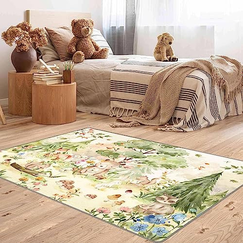 Bilderwelten Kinderteppich Aquarell Waldtiere Rutschfester Spielteppich Kinderzimmer Teppich 120x180 cm