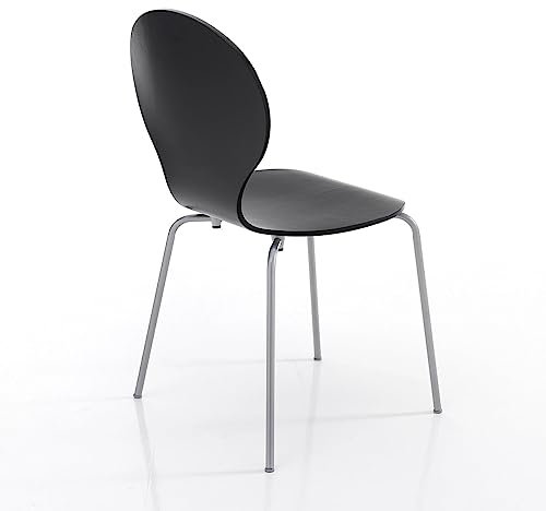 Sydney Stuhl für Küche, Esszimmer I Stuhl Farbe Schwarz mit Rückenlehne aus Holz, bequem, stapelbar und ergonomisch.