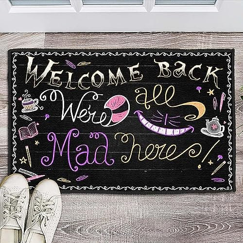 Yunking Cheshire Cat Doormat, Alice in Wonderland Theme, White, 16 x 24 inches