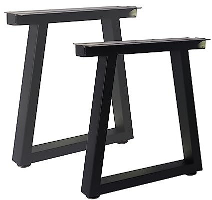 HYEIOL Lot de 2 Pied de Table Metal, Pied de Bureau Noir avec Vis et Protection de Sol pour Table à Manger Bureau Table Basse Meubles (Hauteur 41cm)