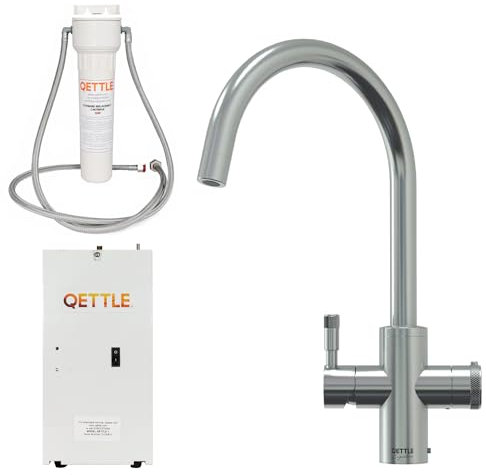 QETTLE Signature Modern 4-in-1 Instant Boiling Water Tap - True Boiling, Filtered Cold, Mains Hot & Cold (Stainless Steel, 4 Litre)