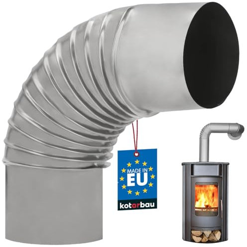 KOTARBAU® Kaminrohrbogen 90° Bogen Ø 130 mm Ofenrohr Rauchrohr aus Blech Abgasrohrbogen für Kamin Ofenknie Silber Rohr Winkel