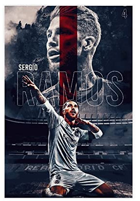 Poster auf Leinwand, Fußballspieler Sergio Ramos, Schlafzimmer, Dekoration, Sport, Landschaft, Büro, Raumdekoration, Geschenk, ungerahmt, 60 x 90 cm