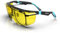 DEX FIT Safety Work Over Glasses SG210 OTG; Z87 Eye Protection for Men & Women, Fog & Scratch Resistant, Adjustable, UV & Blue Light Blocking (Black & Blue Frame, Yellow Lens)