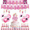 44Pcs Bar-bie Girl Birthday Decorations for Girls Home Hot Pink Bar-bie Party Balloons,Happy Birthday Banner Bunting,Cake Toppers,Hanging Swirls for Kids Baby Shower Cartoon Theme Party Supplies