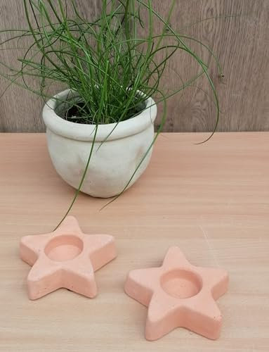 NEU !! 2er Set Teelichthalter in Sternform ø 12 cm aus Terrakotta Terracotta Garten Deko Mediterran Windlicht Kerzenständer
