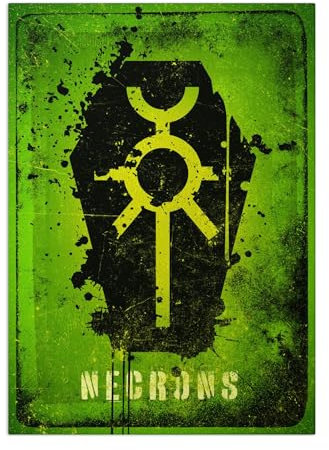 Displate Offiziell Warhammer MetallPoster Magnetische Befestigung Inklusive Lizenziert Bilder Hochwertiges PosterWarhammer 40,000 Graphics Necrons Emblem Poster 45 cm x 32 cm