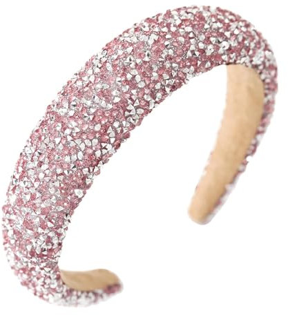 Serre Tete Paillette, Strass Roses Serre Tête Femme Serre Tete Cheveux Wide Serre-Tête Accessoires Cheveux Doux Élégants pour Quotidienne, Fêtes, Spectacles, Photographie